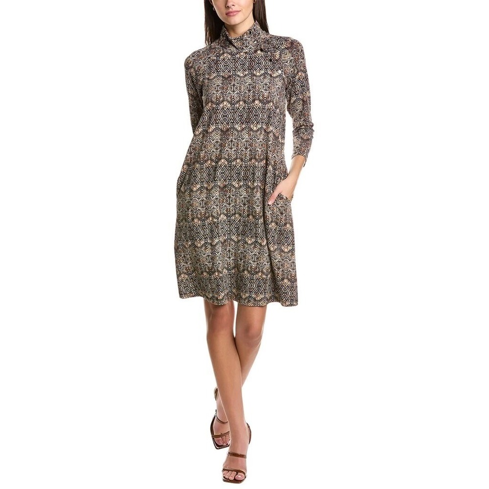 J. MCLAUGHLIN Christabel Catalina Cloth Shift Dress Brown Print Knit‎ Medium